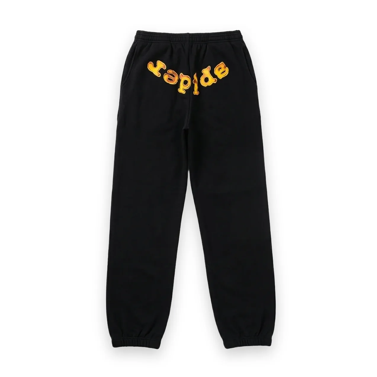 Sp5der Flame Logo Sweatpants Black Yellow 1