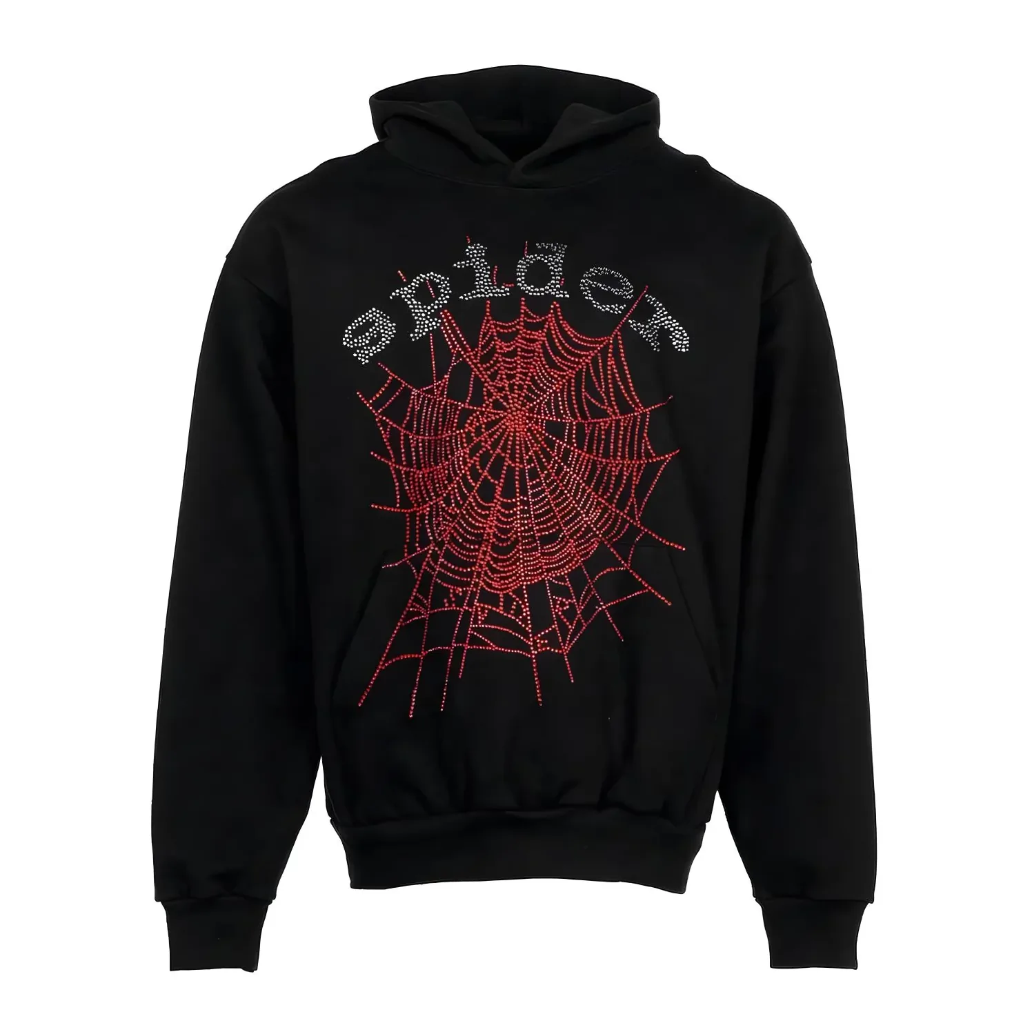 Sp5der OG Rhinestone Logo Hoodie Black 1