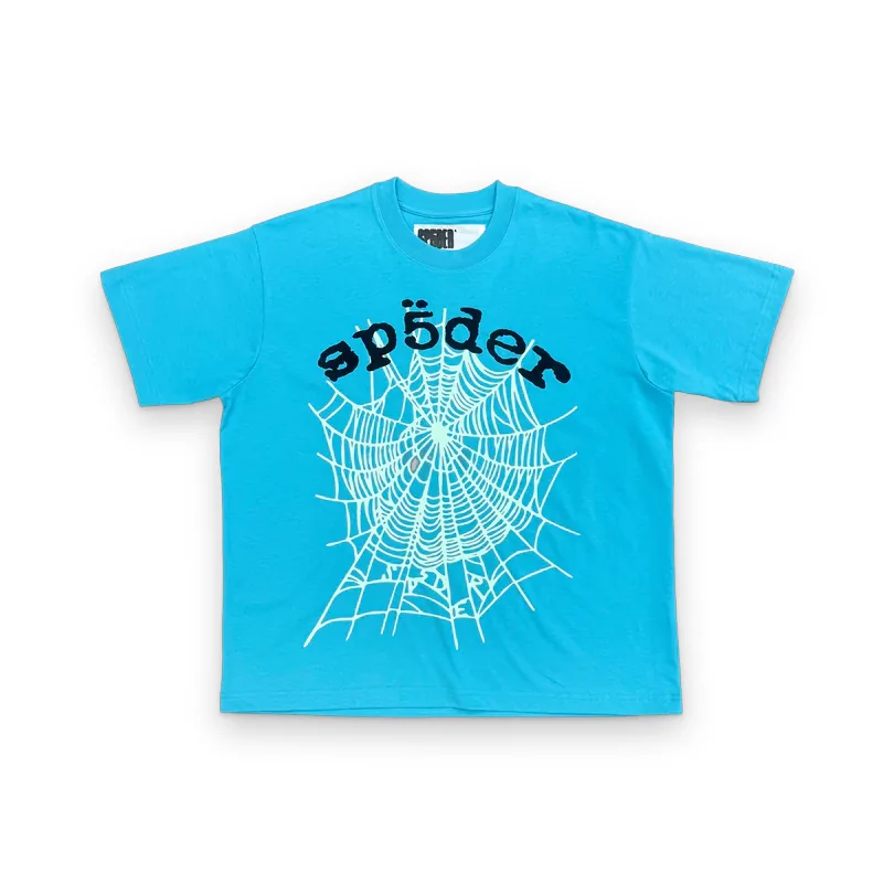 Sp5der OG Web V2 Tee - Cyan 1
